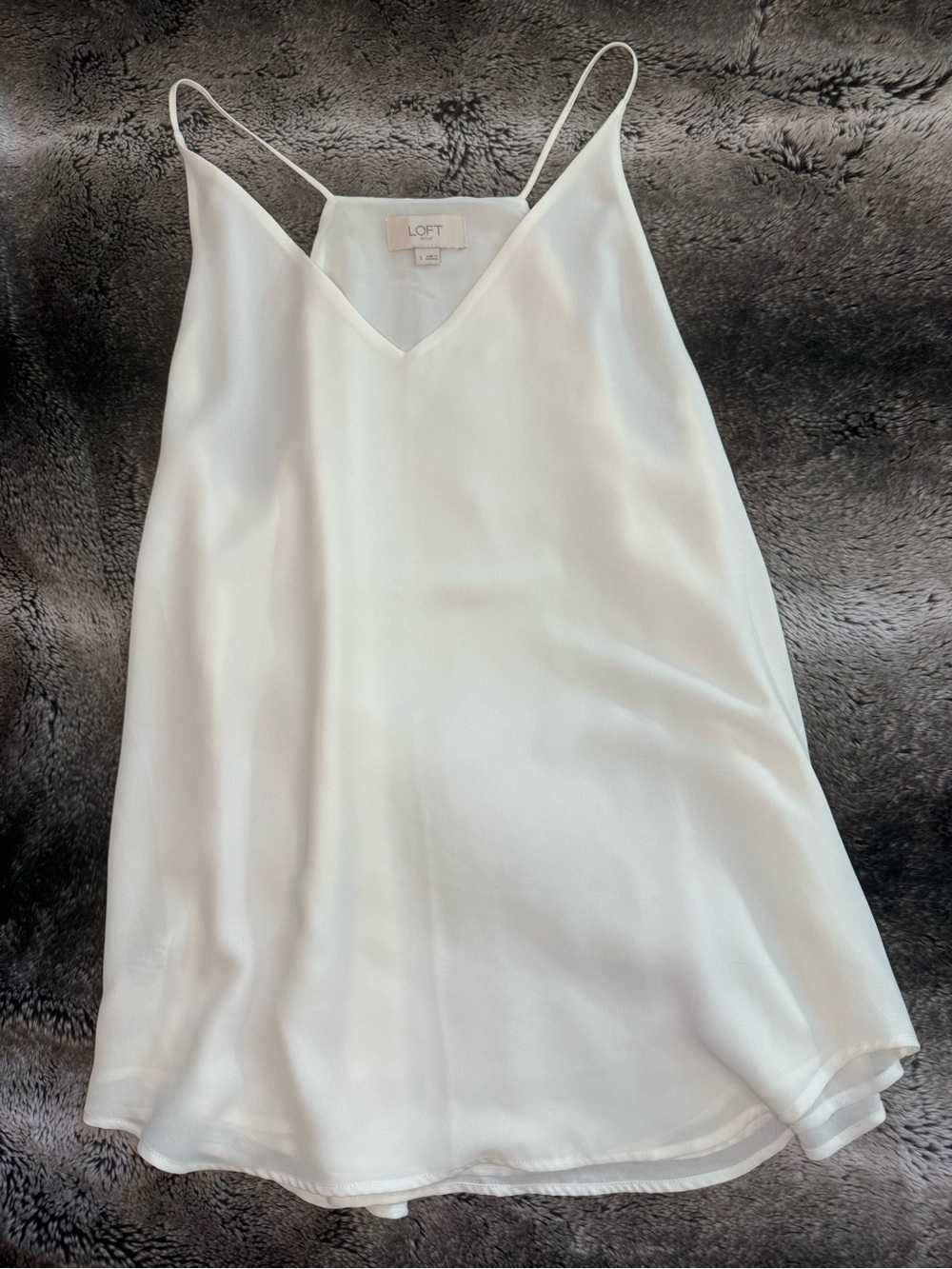 LOFT White Satin V-Neck Camisole Slip